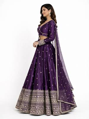 Embroidered Semi-Stitched Lehenga & Blouse With Dupatta Free Size Upto 42 3