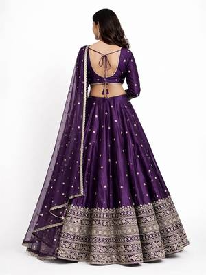 Embroidered Semi-Stitched Lehenga & Blouse With Dupatta Free Size Upto 42 4