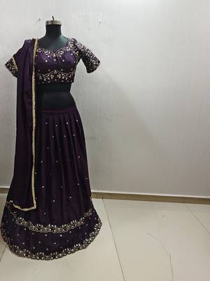 Embroidered Ready To Wear Lehenga & Semi-Stitched Blouse With Dupatta Free Size Upto 42 3