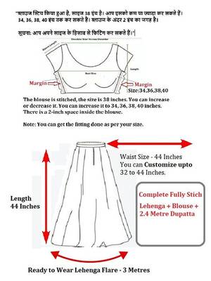 Embroidered Ready To Wear Lehenga & Semi-Stitched Blouse With Dupatta Free Size Upto 42 4