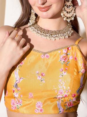 Floral Printed Gotta Patti Ready To Wear Lehenga & Choli Free Size Upto 42 2