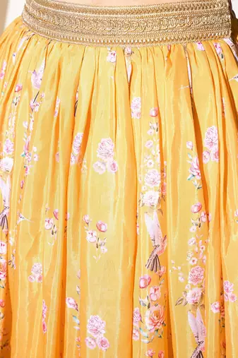 Floral Printed Gotta Patti Ready To Wear Lehenga & Choli Free Size Upto 42