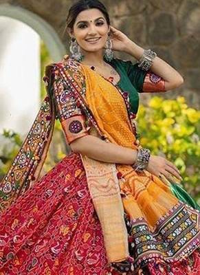 Mukaish Semi-Stitched Lehenga & Blouse With Dupatta Free Size Upto 42 1