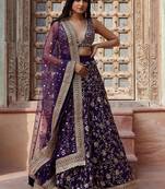 Women Embellished Sequinned Semi Stitched Lehenga & Blouse With Dupatta Free Size Upto 42