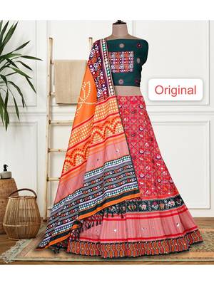 Mukaish Semi-Stitched Lehenga & Blouse With Dupatta Free Size Upto 42 2