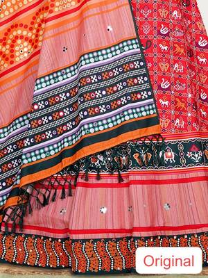 Mukaish Semi-Stitched Lehenga & Blouse With Dupatta Free Size Upto 42 3