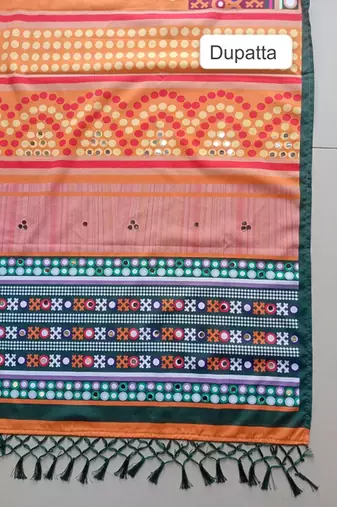 Mukaish Semi-Stitched Lehenga & Blouse With Dupatta Free Size Upto 42