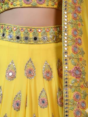 Embroidered Sequinned Semi-Stitched Lehenga & Unstitched Blouse With Dupatta Free Size Upto 42 4