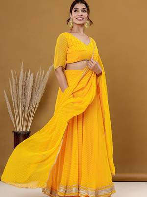 Striped Ready To Wear Lehenga & Blouse With Dupatta Free Size Upto 42 3