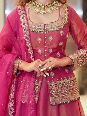 Embroidered Thread Work Semi-Stitched Lehenga & Blouse With Dupatta Free Size Upto 42 4