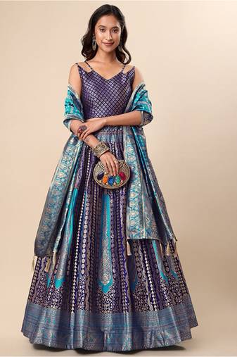 Ready To Wear Lehenga & Unstitched Blouse With Dupatta Free Size Upto 42