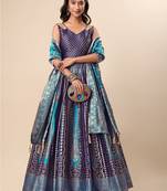 Ready To Wear Lehenga & Unstitched Blouse With Dupatta Free Size Upto 42
