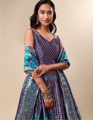 Ready To Wear Lehenga & Unstitched Blouse With Dupatta Free Size Upto 42 2