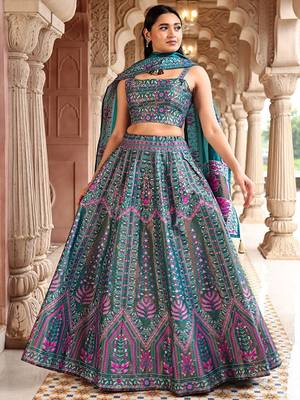 Ready To Wear Lehenga & Unstitched Blouse With Dupatta Free Size Upto 42 1