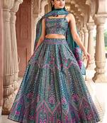 Ready To Wear Lehenga & Unstitched Blouse With Dupatta Free Size Upto 42
