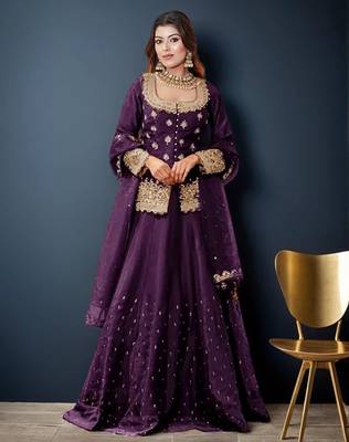 Embroidered Ready To Wear Lehenga & Blouse With Dupatta Free Size Upto 42 1