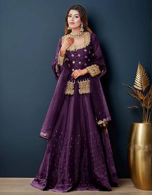 Embroidered Ready To Wear Lehenga & Blouse With Dupatta Free Size Upto 42 4