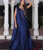 Embroidered Thread Work Ready To Wear Lehenga & Blouse With Dupatta Free Size Upto 42