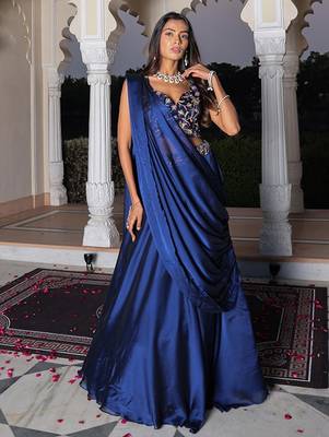 Embroidered Thread Work Ready To Wear Lehenga & Blouse With Dupatta Free Size Upto 42 3