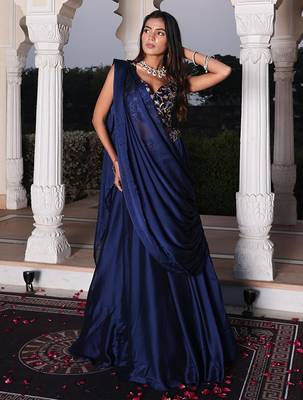 Embroidered Thread Work Ready To Wear Lehenga & Blouse With Dupatta Free Size Upto 42 4
