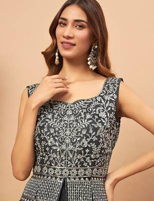 Mirror Zari Embroidered Lehenga With Choli & Dupatta Free Size Upto 42 2