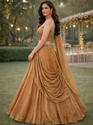 Embroidered Sequinned Ready To Wear Lehenga & Unstitched Blouse With Dupatta Free Size Upto 42 4