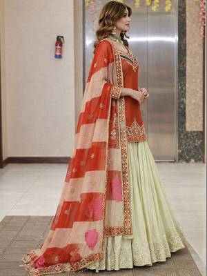 Embroidered Thread Work Ready To Wear Lehenga & Blouse With Dupatta Free Size Upto 42 3