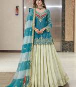 Embroidered Thread Work Semi-Stitched Lehenga & Blouse With Dupatta Free Size Upto 42