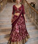 Embellished Shibori Ready To Wear Lehenga & Blouse With Dupatta Free Size Upto 42