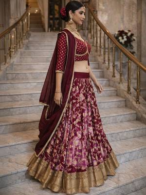 Embellished Shibori Ready To Wear Lehenga & Blouse With Dupatta Free Size Upto 42 3