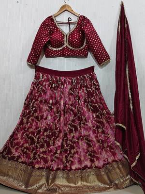Embellished Shibori Ready To Wear Lehenga & Blouse With Dupatta Free Size Upto 42 4