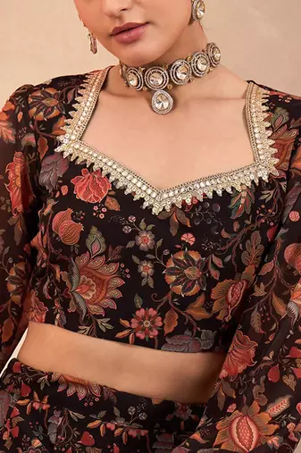 Printed Ready To Wear Lehenga & Free Size Upto 42
