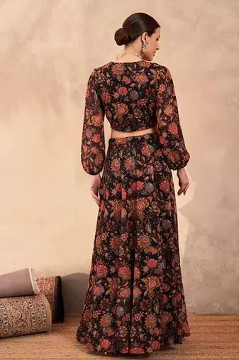 Printed Ready To Wear Lehenga & Free Size Upto 42