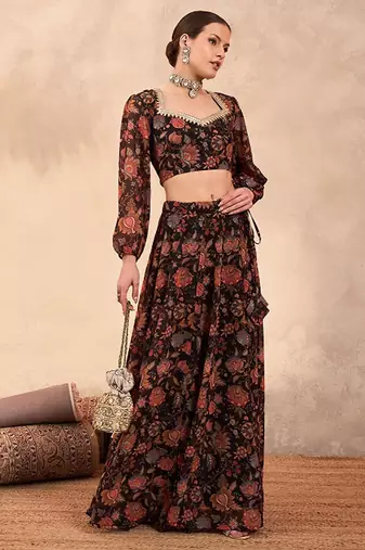Printed Ready To Wear Lehenga & Free Size Upto 42