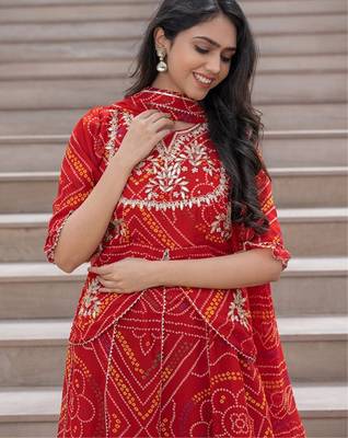 Embroidered Ready To Wear Lehenga & Blouse With Dupatta Free Size Upto 42 2
