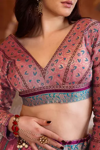 Ready To Wear Lehenga & Unstitched Blouse With Dupatta Free Size Upto 42