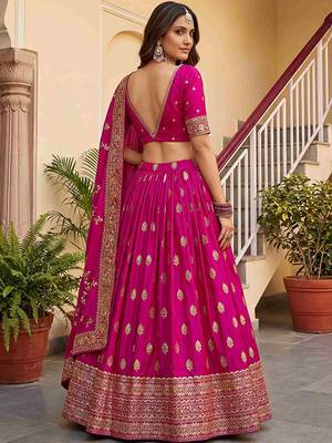 Embroidered Semi-Stitched Lehenga & Blouse With Dupatta Free Size Upto 42 4