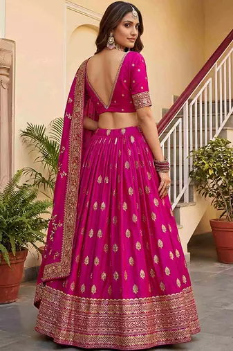 Embroidered Semi-Stitched Lehenga & Blouse With Dupatta Free Size Upto 42