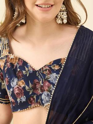 Printed Ready To Wear Lehenga & Blouse With Dupatta Free Size Upto 42 2