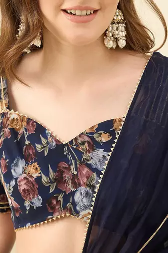 Printed Ready To Wear Lehenga & Blouse With Dupatta Free Size Upto 42