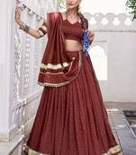 Embellished Ready To Wear Lehenga & Blouse With Dupatta Free Size Upto 42