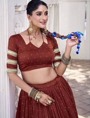 Embellished Ready To Wear Lehenga & Blouse With Dupatta Free Size Upto 42 2