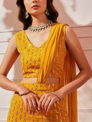 Embellished Sequinned Ready To Wear Lehenga & Blouse With Dupatta Free Size Upto 42 3