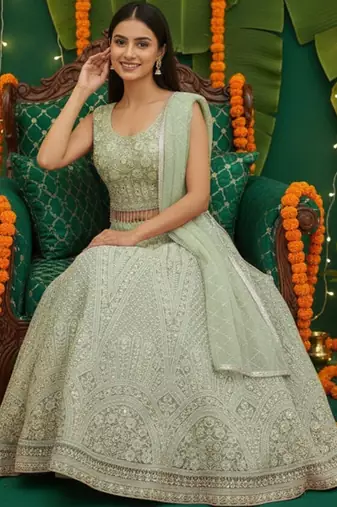 Floral Embroidered Lehenga Choli Free Size Upto 42