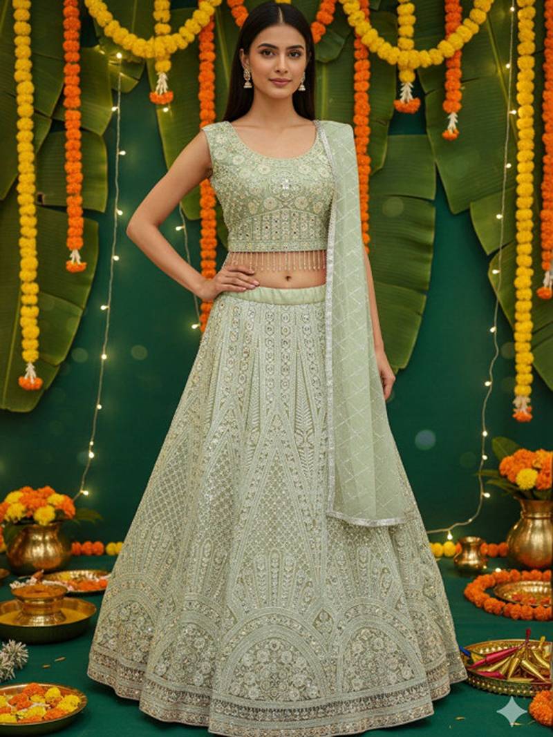 Floral Embroidered Lehenga Choli Free Size Upto 42