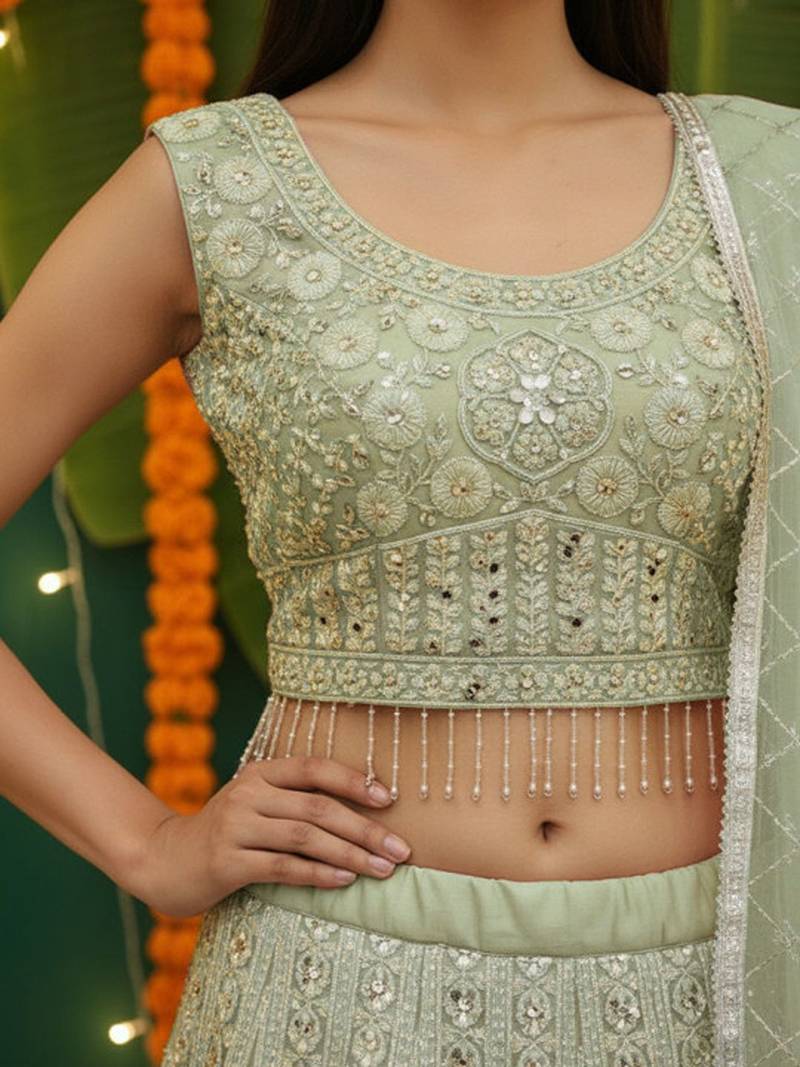 Floral Embroidered Lehenga Choli Free Size Upto 42