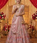 Embroidered Sequinned Semi-Stitched Lehenga & Unstitched Blouse With Dupatta Free Size Upto 42