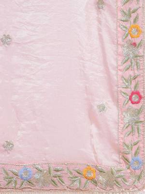 Embroidered Sequinned Semi-Stitched Lehenga & Unstitched Blouse With Dupatta Free Size Upto 42 4