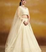 Embroidered Sequinned Semi-Stitched Georgette Lehenga & Blouse With Dupatta Free Size Upto 42