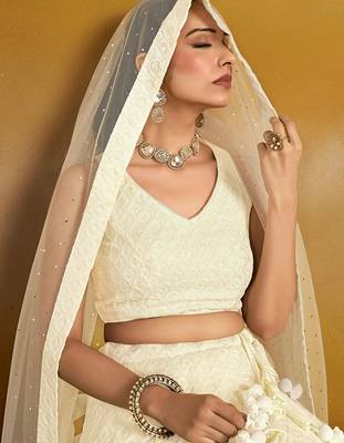 Embroidered Sequinned Semi-Stitched Georgette Lehenga & Blouse With Dupatta Free Size Upto 42 2